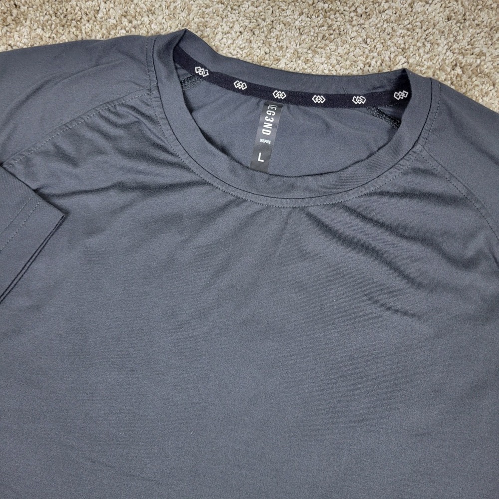 Legend Inspire Mens Large Solid Black Performance Stretch Shirt SS